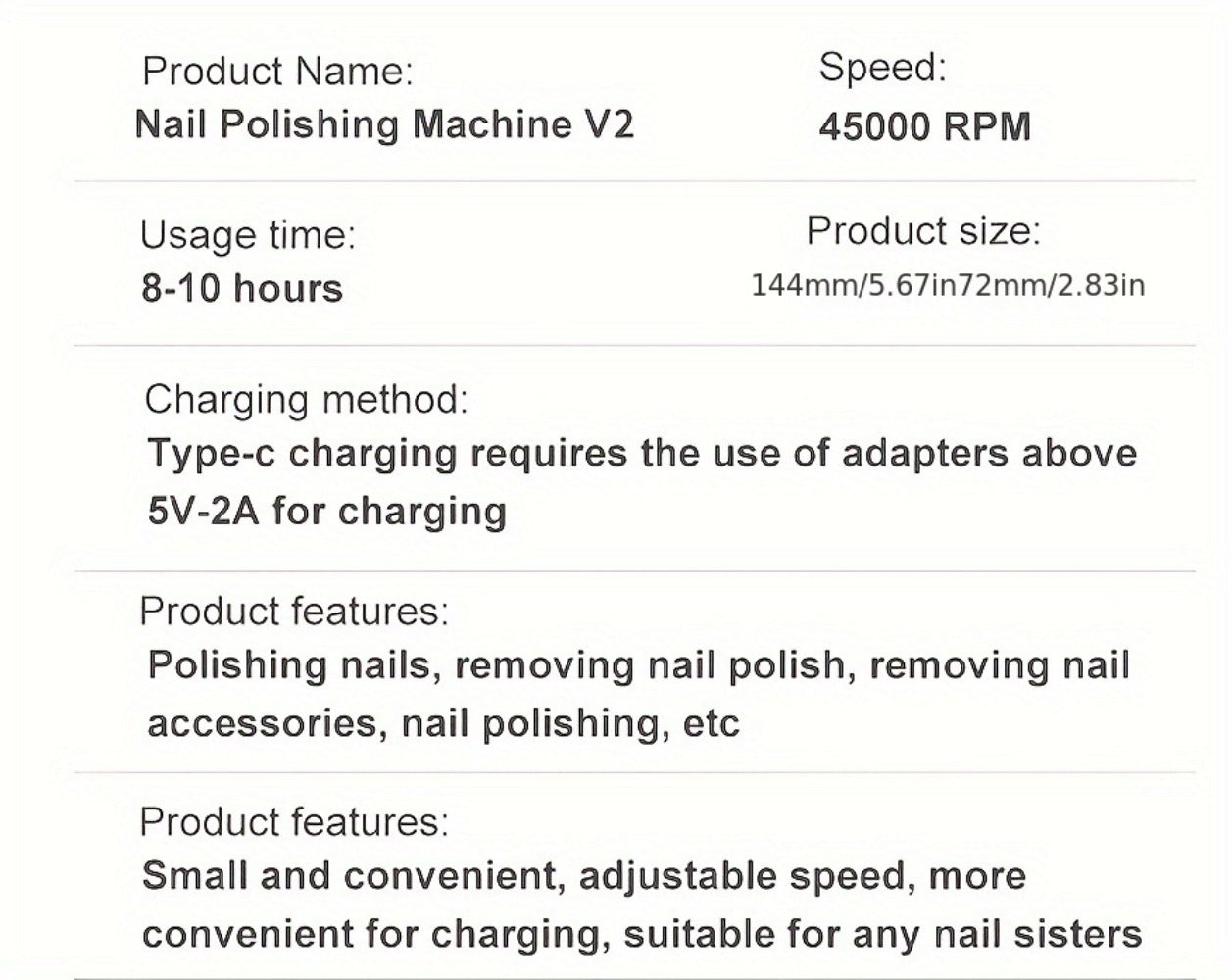 45000RPM Adjustable Speed Low-noise Nail Drill Cordless Display Power Portable Nail File Nail Grinder Suitable for Home Nail Salon Gel Nail Polishing for Nail Salon And Home