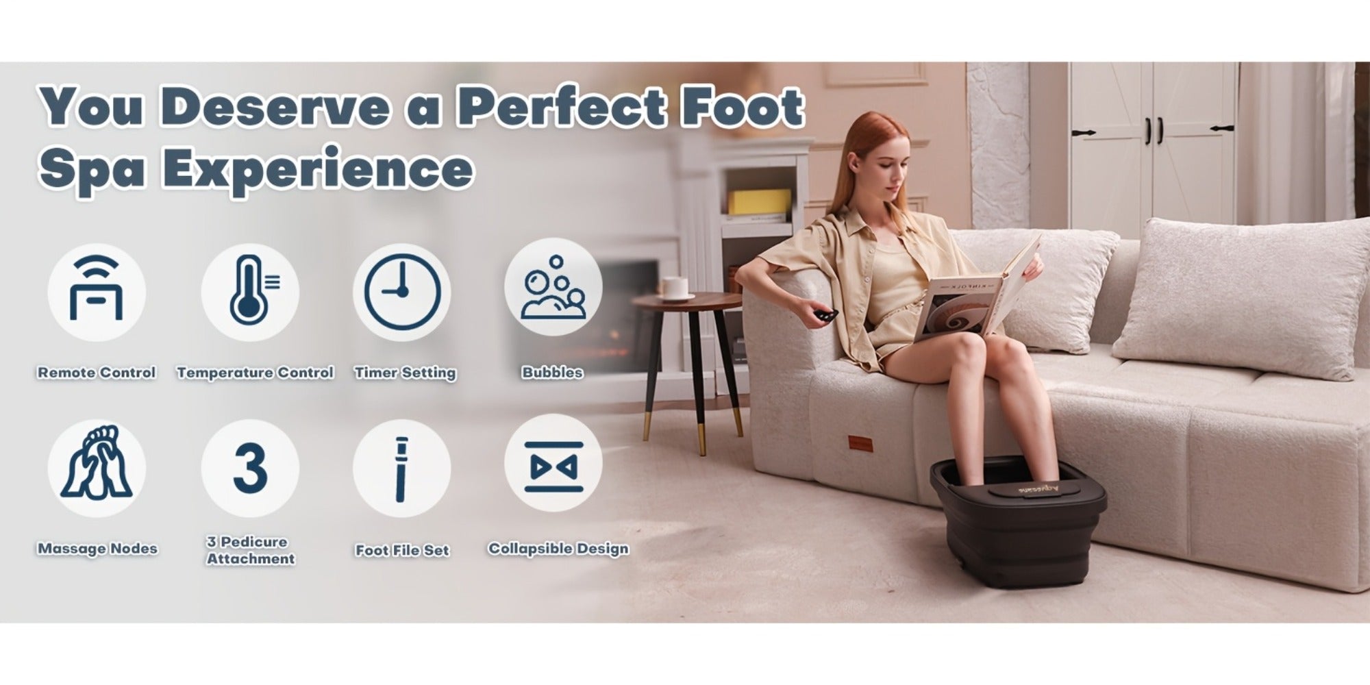 Remote Temperature Control Collapsible Foot Spa. Foot Bath with Heat, Bubble And Massager, Foot Spa Tub with 3 Pedicure Attachments, Foot Soak Tub with Handle. Best Gift for Women Or Mon. Best Mothers Day Gifts