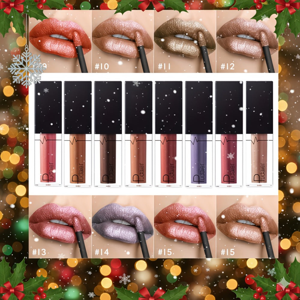 Metallic Lip Gloss High Gloss Long-Lasting Non-Stick Lip Plumper Glossy Lipstick for Women Portable Party Date Daily Makeup Gift 11 Shades