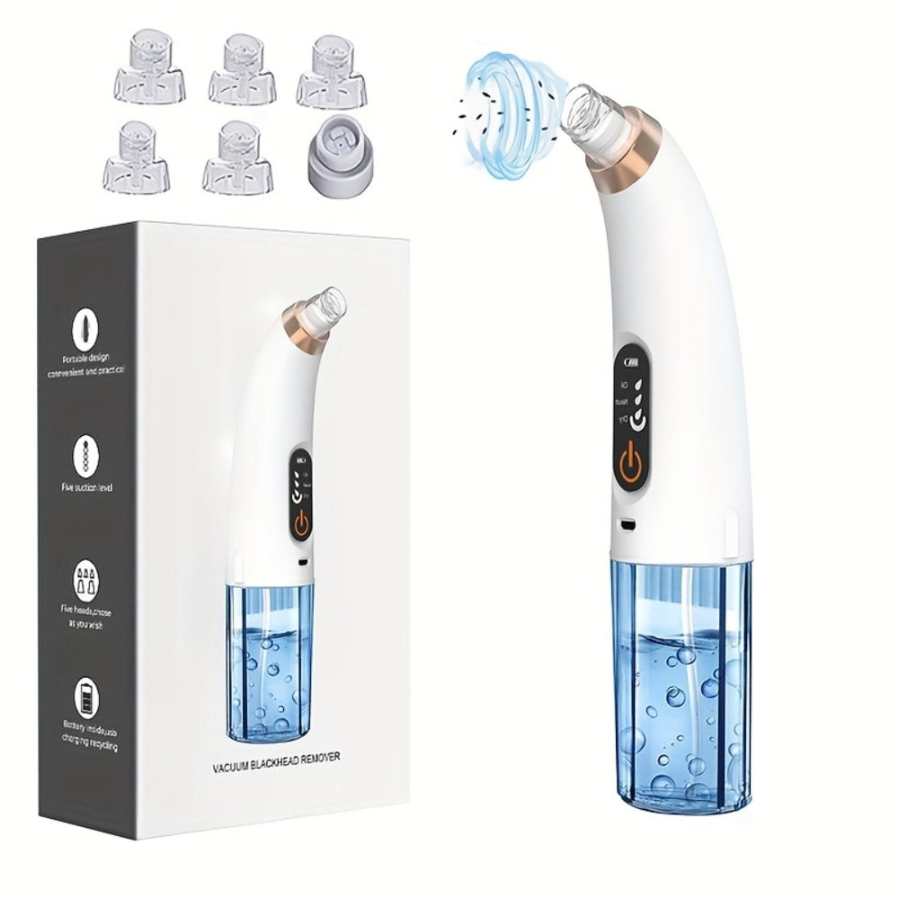 Rechargeable Blackhead Remover & Pore Cleanser Kit - USB Charging, Ergonomic Design with 3 Intensity Settings, Includes Multiple Nozzle Attachments, Ideal Skincare Gift for Enthusiasts