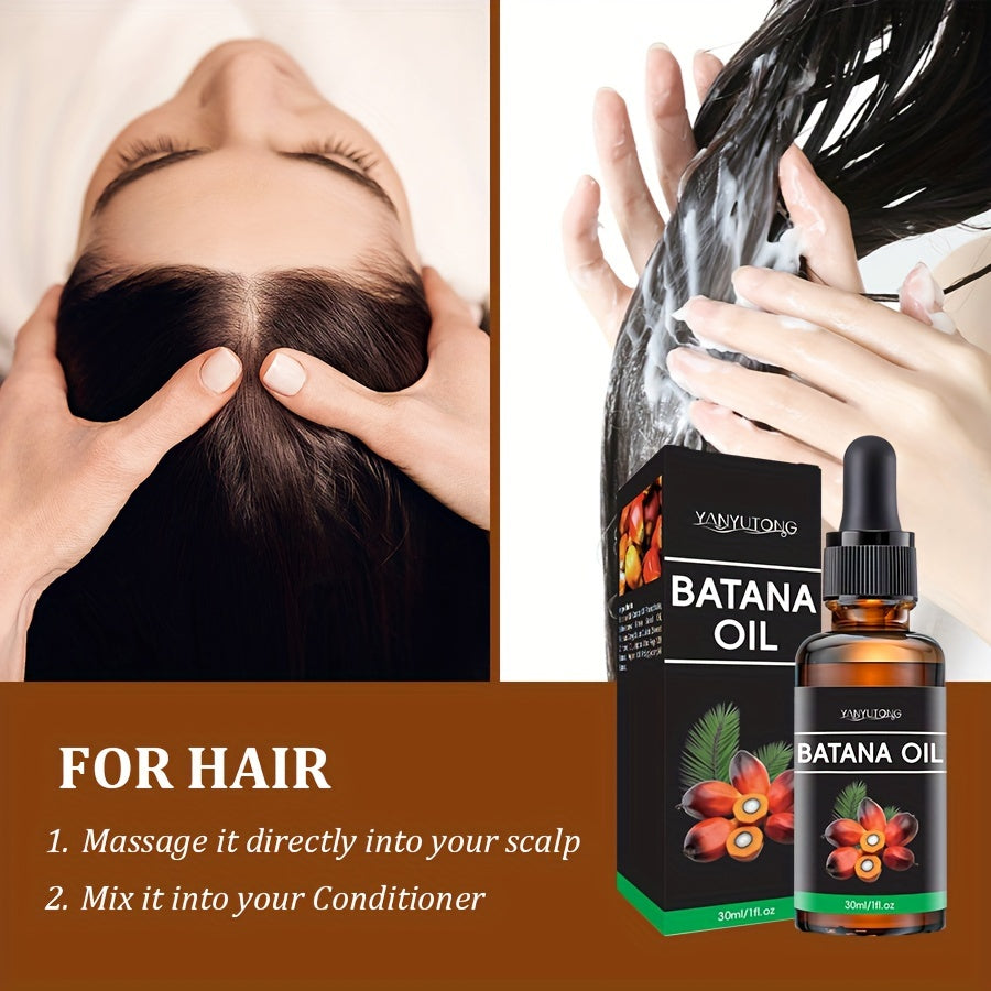 1/4pcs 30ml Batana essential oil package, used for moisturizing hair and scalp care, plant extract, lasting fragrance, wash free hair essence, ideal gift for Christmas and autumn birthdays, suitable for all types of hair