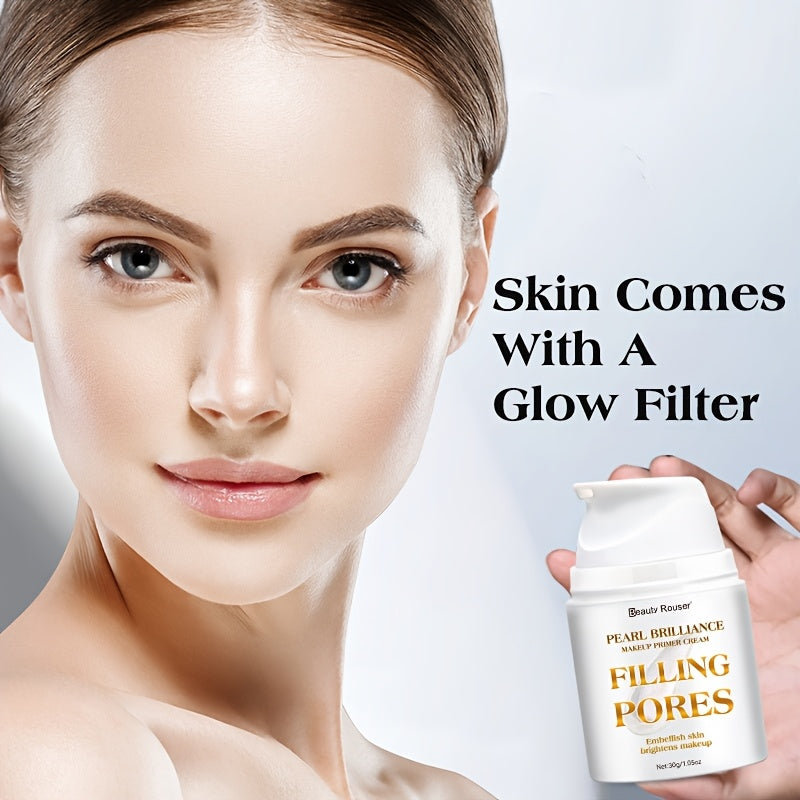 [Primer Cream 30g] BBeauty Rouser Brilliance Pore-Filling Oil Control Primer Cream with Vitamin E - Non-Greasy Moisturizing Formula, Brighten The Skin, Long-Lasting Shine & Flawless Makeup Finish, 30g, Gift