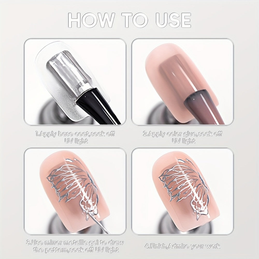 XEIJAYI Photo Frame Bottle Metal ---Latest Nail Art Product with High Density Edge Painting, Floral Color Painting, Platinum, Mirror Metal, Shiny Silvery, Strong And Durable, Ideal for Salon Nail Art And Nail Art Essentials