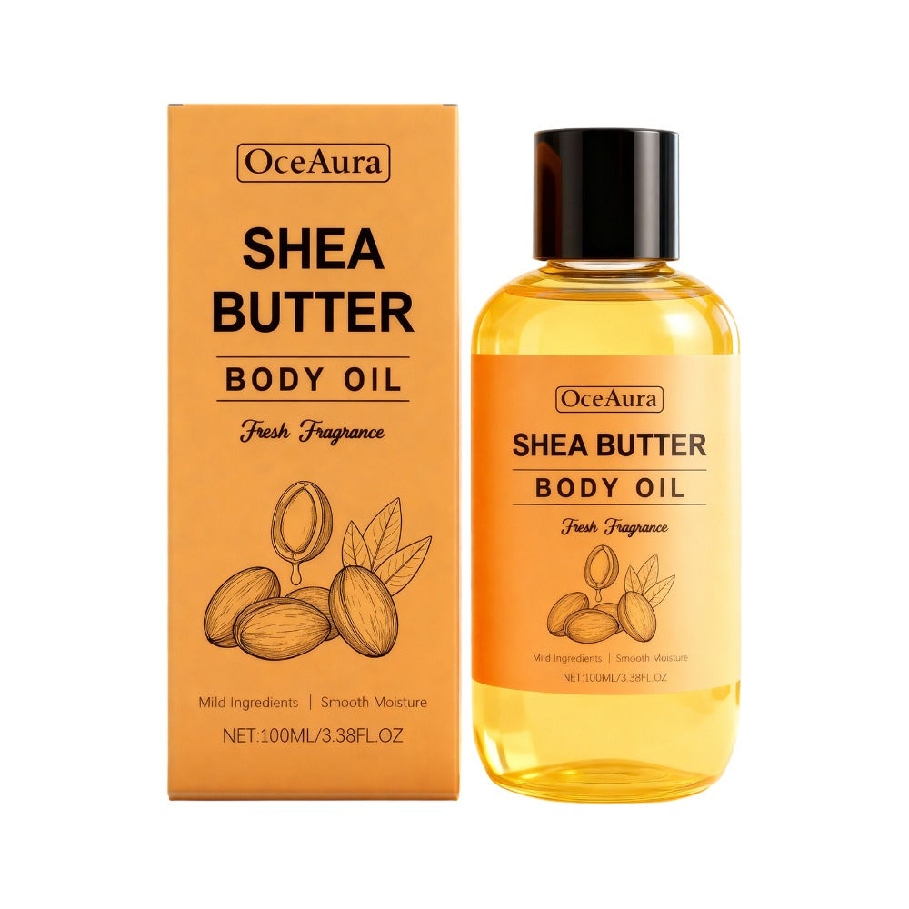 2pcs Oceaura Shea Butter Body Oil. This Oil Is Gentle And Moisturizing, Suitable for The Entire Body. It Has a Light Texture And Is Easily Absorbed. The Body Oil Has a Mild Cleansing Formula, with Thick And Creamy Foam That Is Not Tight. It Is Sui