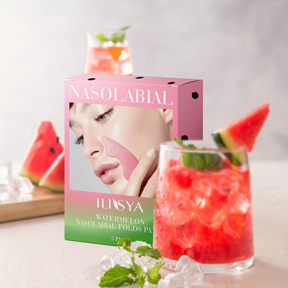ILISYA Smile Lines Patches, Watermelon Collagen Face Mask, 15 Pairs in 3 Boxes, Contains Niacinamide Caffeine And Variety Plant Extracts, Deep Moisturizing And Hydrating
