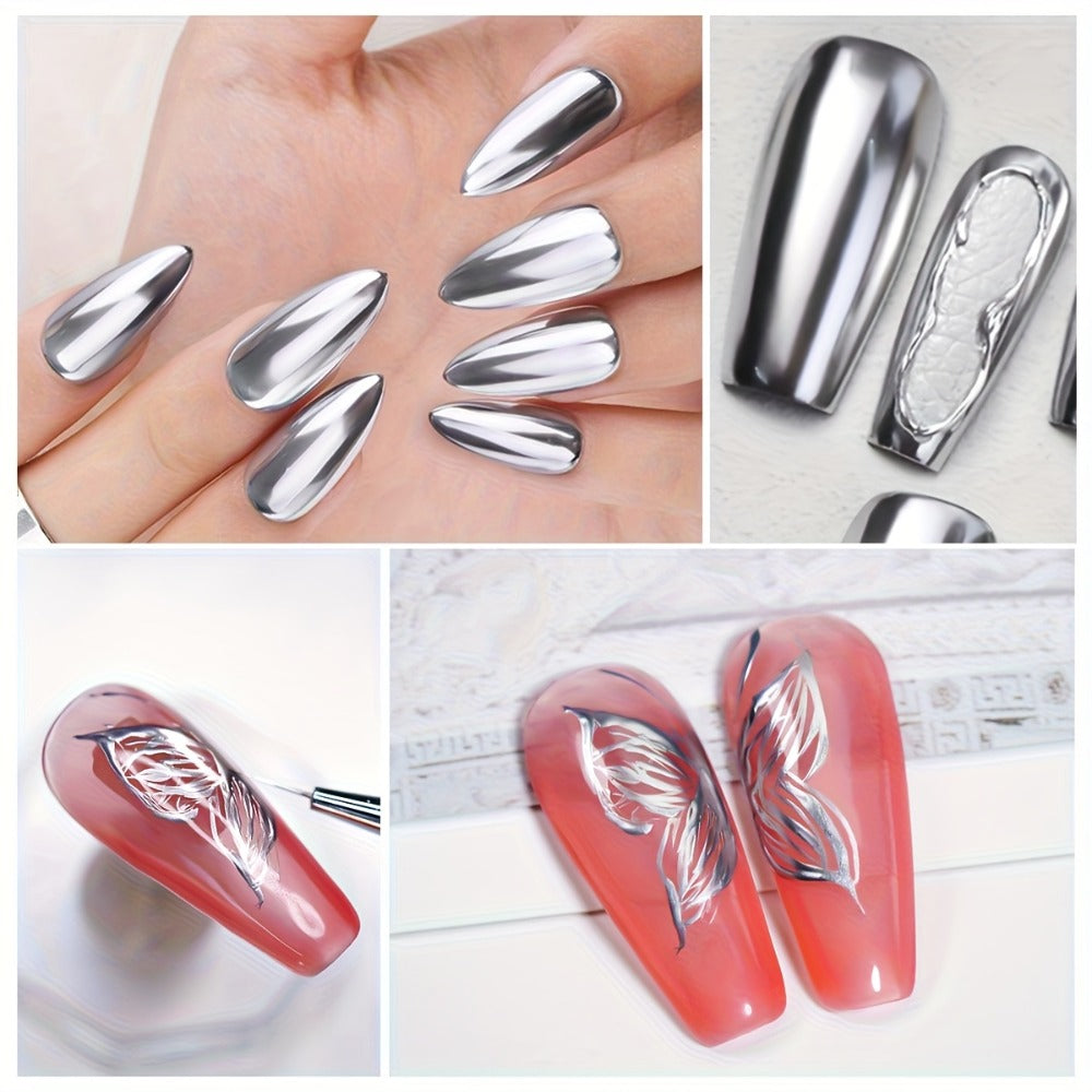 XEIJAYI Photo Frame Bottle Metal ---Latest Nail Art Product with High Density Edge Painting, Floral Color Painting, Platinum, Mirror Metal, Shiny Silvery, Strong And Durable, Ideal for Salon Nail Art And Nail Art Essentials