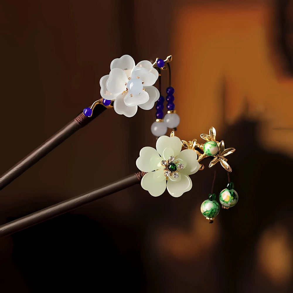 5pcs Flower Wooden Hairpins, New Style Retro Minimalist Hair Accessories, Back of Updo Hair Ornaments, Gifting