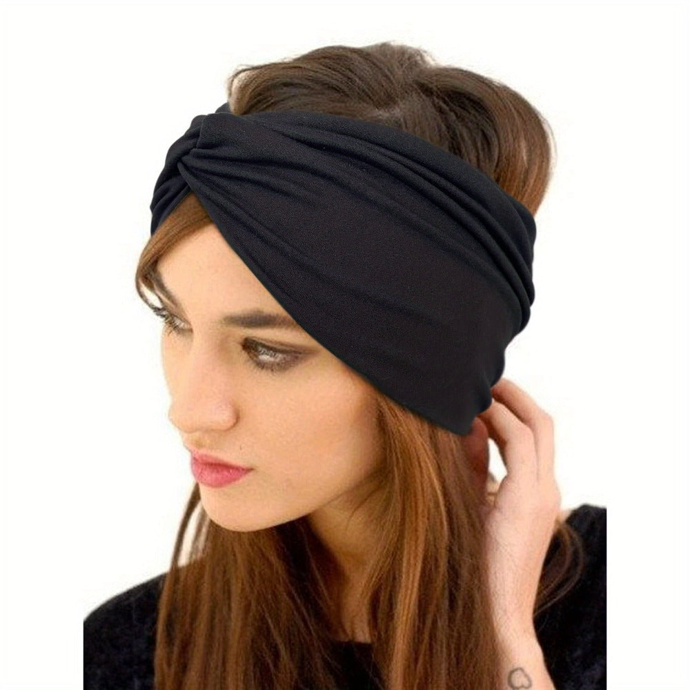 Stretchy Headbands 20pcs Bulk Soft Sweat-Wicking Sports Turban Bandanas for Women Men Non-Slip Elastic Knot Hair Wraps Breathable Solid Colors for Yoga Running Gym Workout Daily Fashion