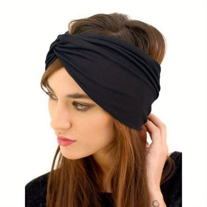 Stretchy Headbands 20pcs Bulk Soft Sweat-Wicking Sports Turban Bandanas for Women Men Non-Slip Elastic Knot Hair Wraps Breathable Solid Colors for Yoga Running Gym Workout Daily Fashion
