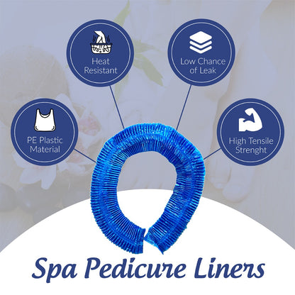 Pedicure Liners Disposable 400 Count XL 48"x48" - Blue Plastic Foot Spa Bowl Liners 9.5 Mic for Pedicure Chair Tub Nail Salon Spa, Hygienic Single-Use Foot Bath Bags