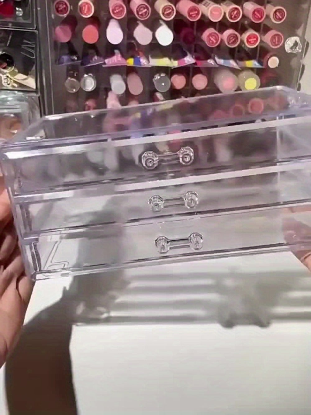 Elegant 3/5-Tier Clear Acrylic Cosmetic Organizer with Drawers - Dustproof Storage for Lipstick, Foundation, Brushes & Beauty Essentials - Perfect for Vanity, Bathroom & Office, Beauty Storage