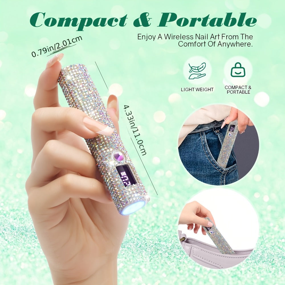 Portable /LED Nail Lamp Compatible for Gel Polish - USB- Quick-Dry Dryer with LCD Display & Handheld /LED Light, USB Rechargeable Manicure Lamp for Fingers & Toes, No Adapter Included, Valentine's Gift for Nail Techs & DIYers