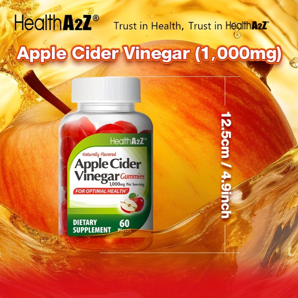 Apple Cider Vinegar Gummies 1000mg 60ct | Extra Strength ACV with B6, B12, Folic Acid, Pomegranate & Beet | Digestive Health, Clear Skin & Diet Support | Antioxidant | Great Taste