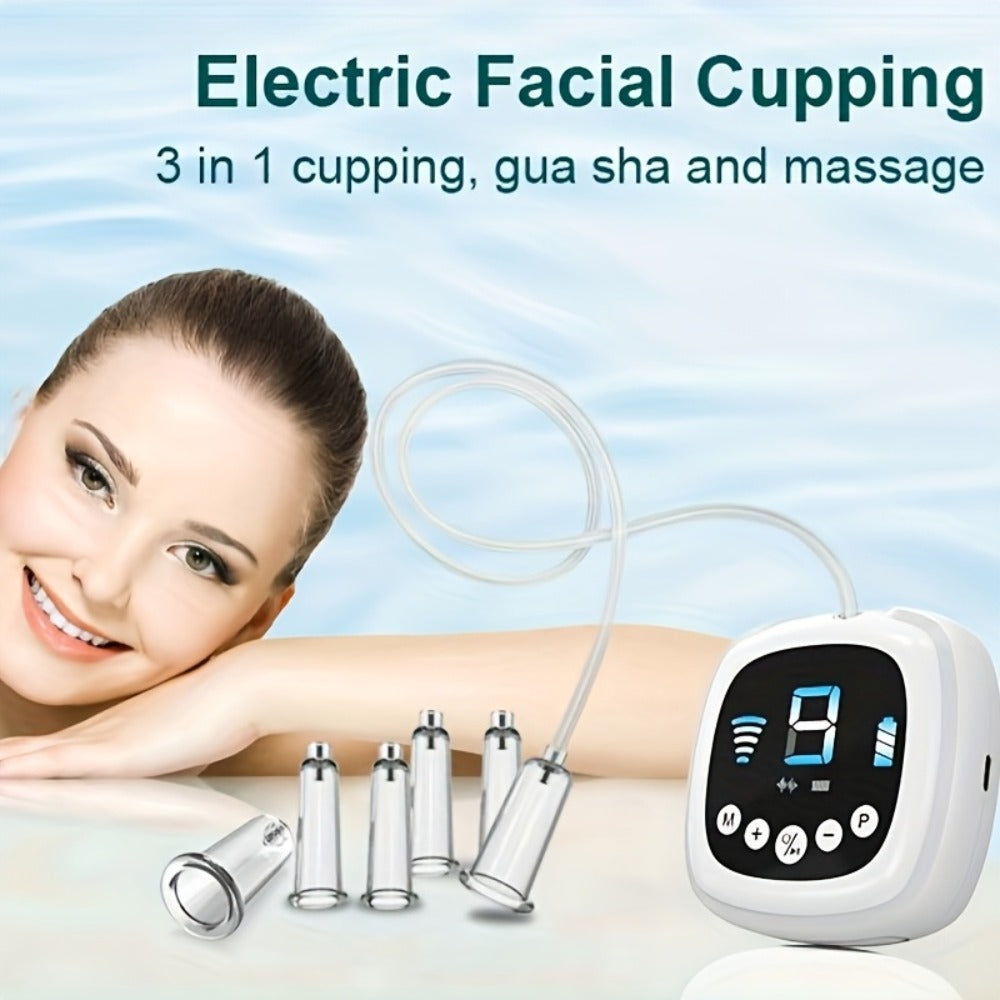 Electric Facial Cupping Set, 3-in-1 Cupping And Massage Tool, 3 Cups for Face, Neck And Eyes, Perfect Facial Set with 2 Modes 9 Levels Of Suction 5 Frequency Facial Cupping Tool, Unique Gift for Women Travel Essential Items, The Perfect Gift for Mom.