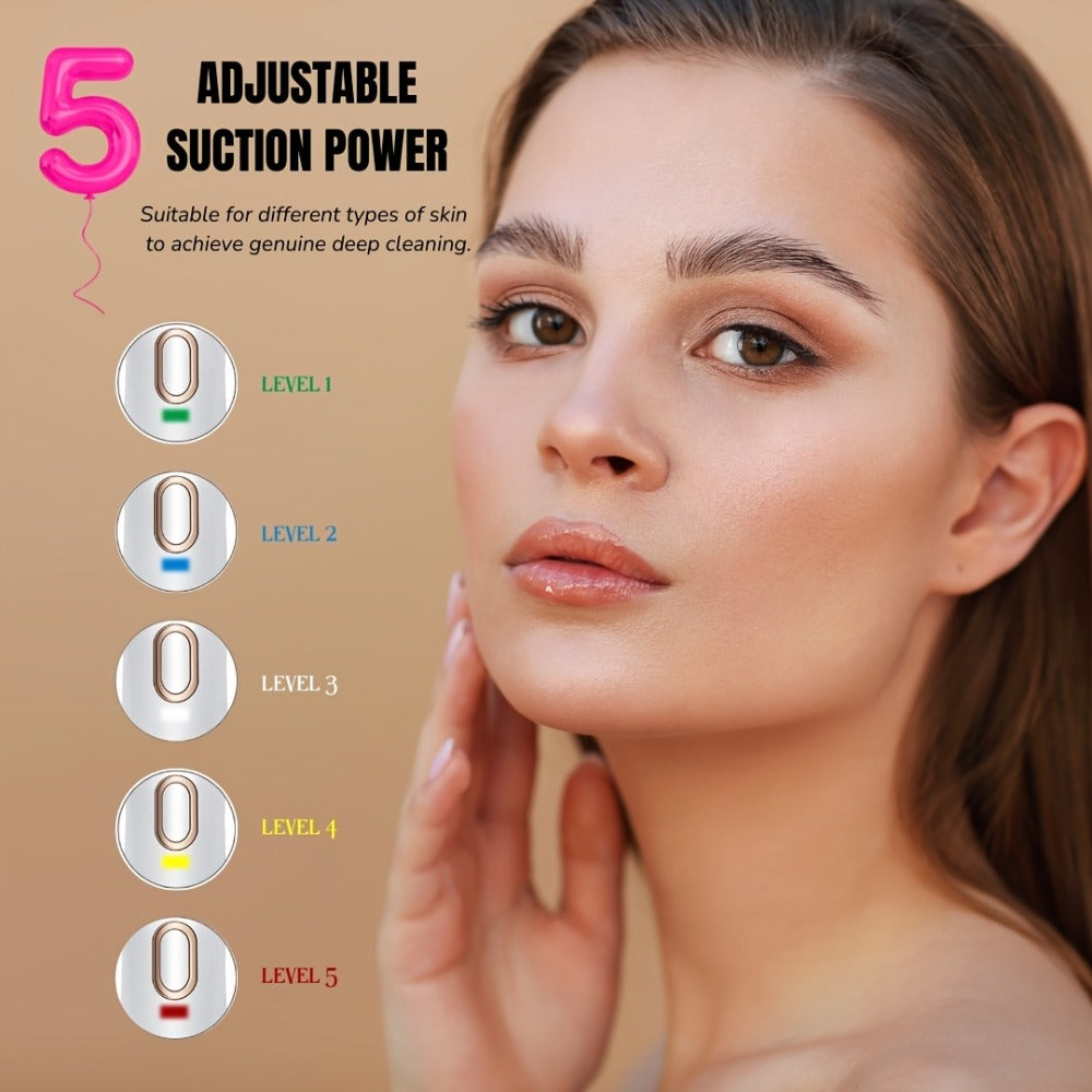 Blackhead Remover Vacuum, Pore Cleaner with 5 Adjustable Suction Power Levels and 4 Different Probes, Rechargeable and Portable, Ideal Gift for Men and Women