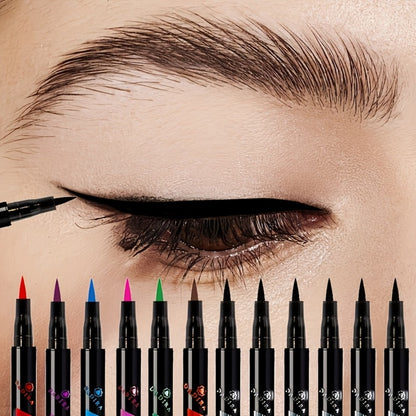 Liquid Eyeliner Pen Set 12pcs – Long-Lasting Precise Fine Tip, Natural Makeup Effect, No Smudge No Tingle, All Skin Colors, for Daily Wear, Performances & Parties, Women's Makeup Gift