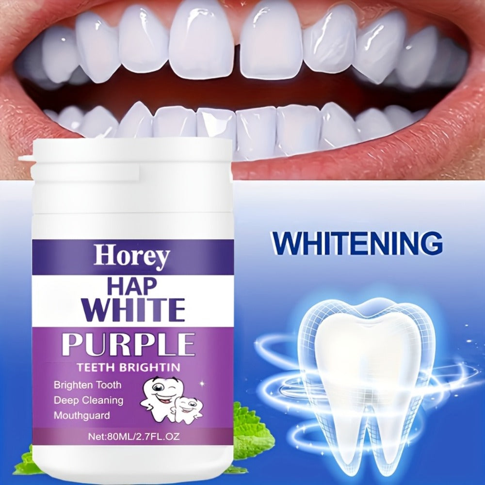 Teeth Whitening Powder Purple Tooth Polishing Powder BPA-Free Alcohol-Free Deep Cleans Removes Odors Whitens Teeth Gentle Non-Irritating 3-Day Brushing Program for Sensitive Teeth Adults