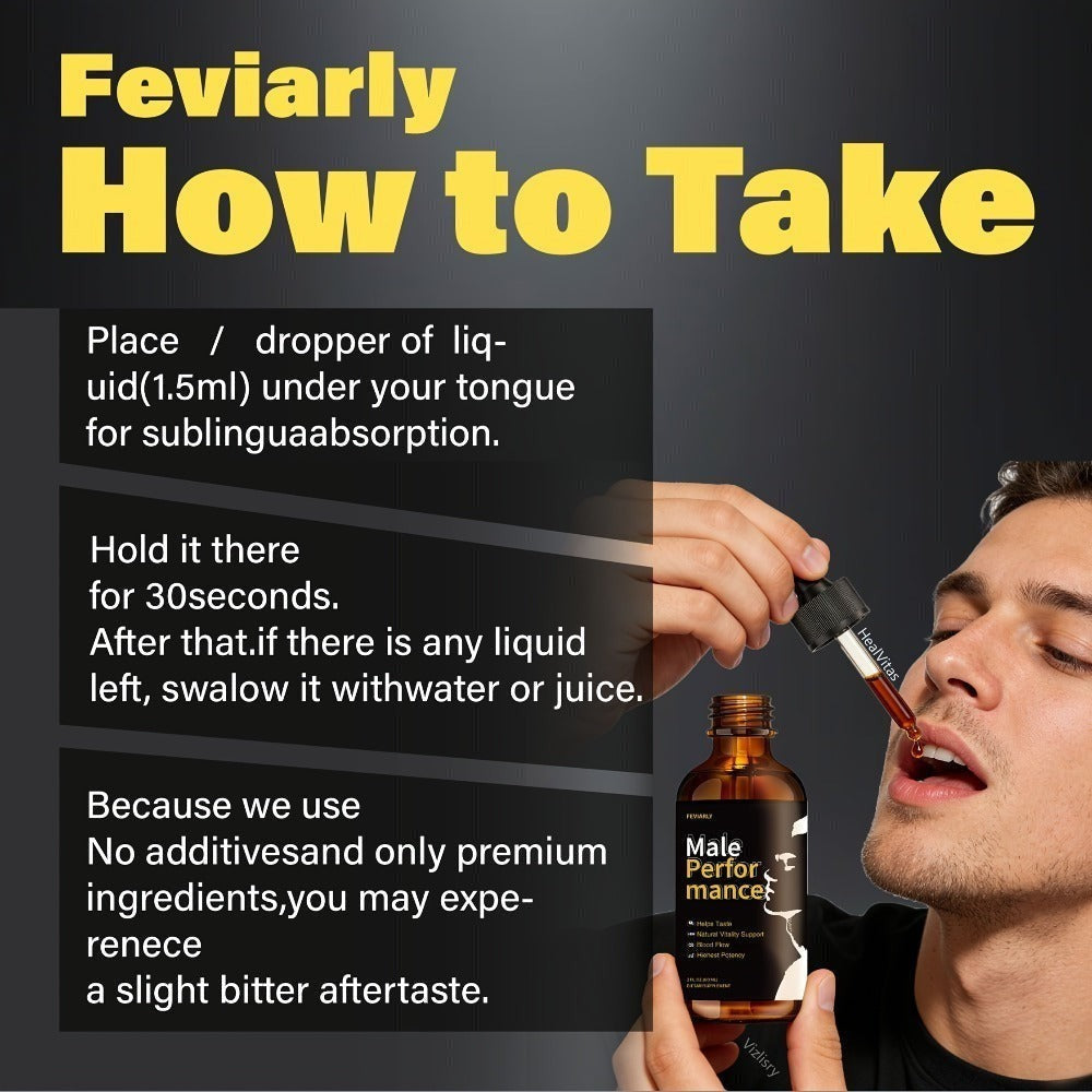 Men's PerforMance Drops, Clean Formula, No Chemical Additives, Circulatory Support, with Shila, Black Maca, Longiack Root And L-Arginine, Vitality And Wellness, Herbal Extract, Gentle And Non-irritating, Rock Stiff.