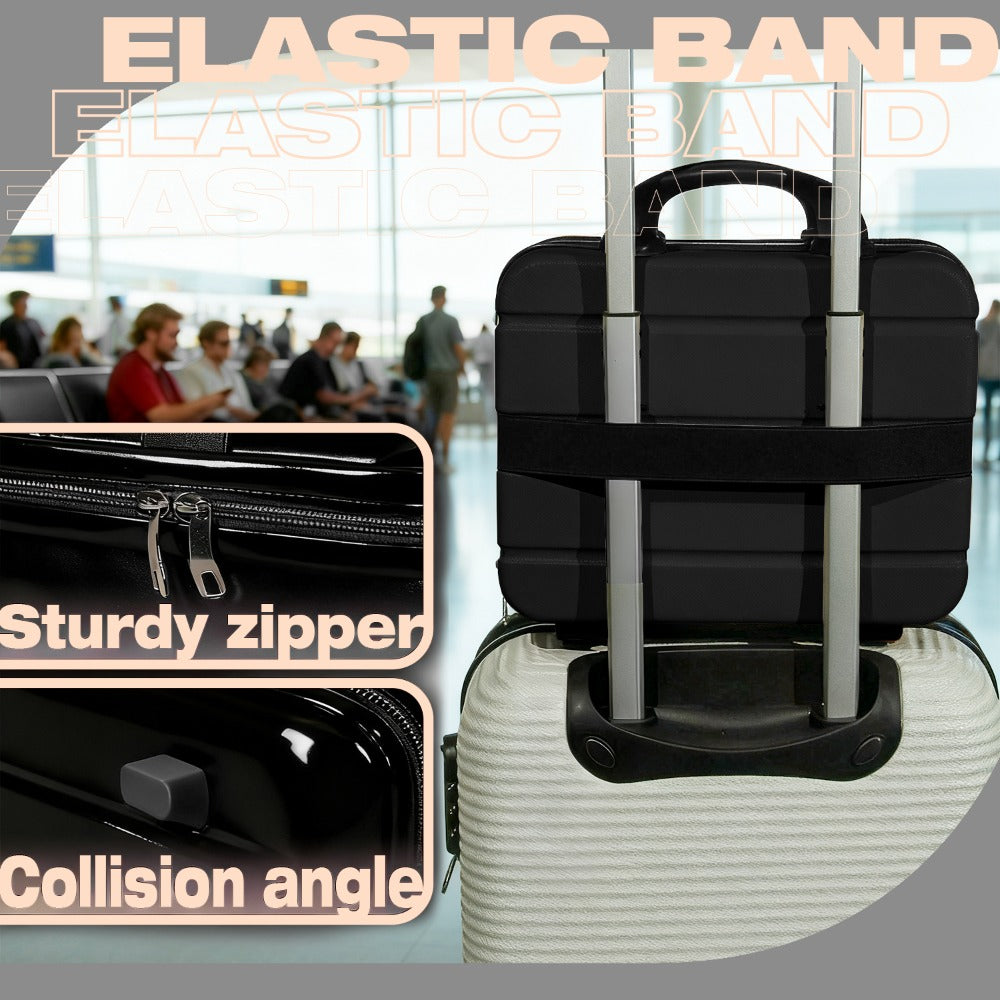 Portable Makeup Travel Case Hand Luggage, Pressure-proof Carrying Makeup Case Suitcase with Elastic Band, Small Hard Shell Cosmetic Case for Travel Camping.The Choice for Elegant Women