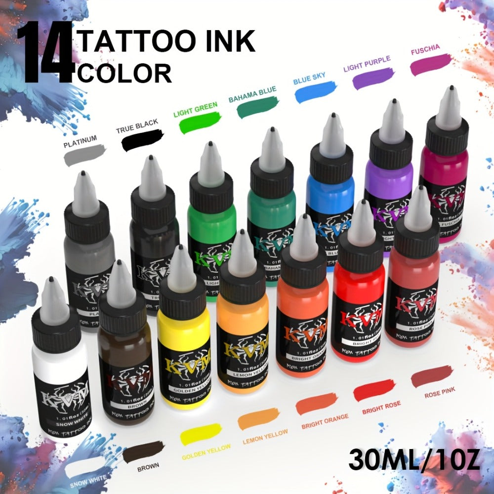 Tattoo Ink Set 1oz (30ml) Tattoo Supplies 7/14 Color Set Ink Complete And Stable Colors Suitable for Tattoo Artists And Beginners Tattoo Supplies