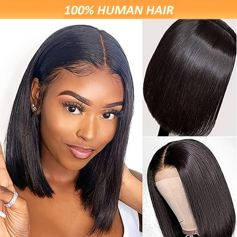 6x4.5 HD Lace Put On and Go Wig Human Hair Straight Glueless 250% Density Pre-Plucked Pre-Cut Pre-Bleached Knots Transparent Lace Front Wig 22-36 Inch Women