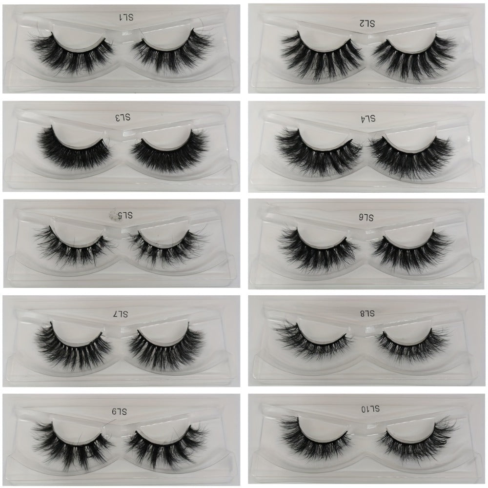 20 Pairs False Eyelashes Natural Long Fluffy Curling Thick Reusable & Lightweight Eyelashes Mix Styles Portable for Daily Use