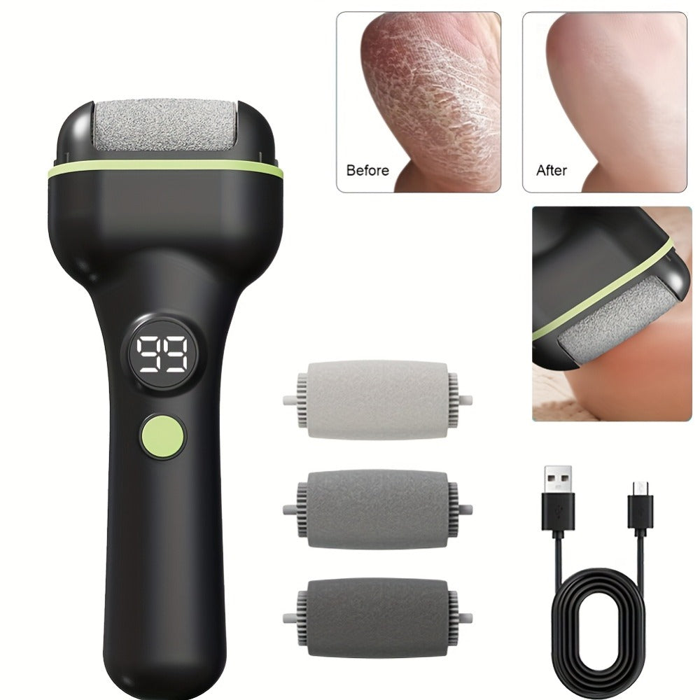 Electric Foot Callus Remover Rechargeable with 3 Grinding Heads LCD Display Portable Electronic Foot File for Dead Skin Removal Pedicure Tool for Women Men Athletes