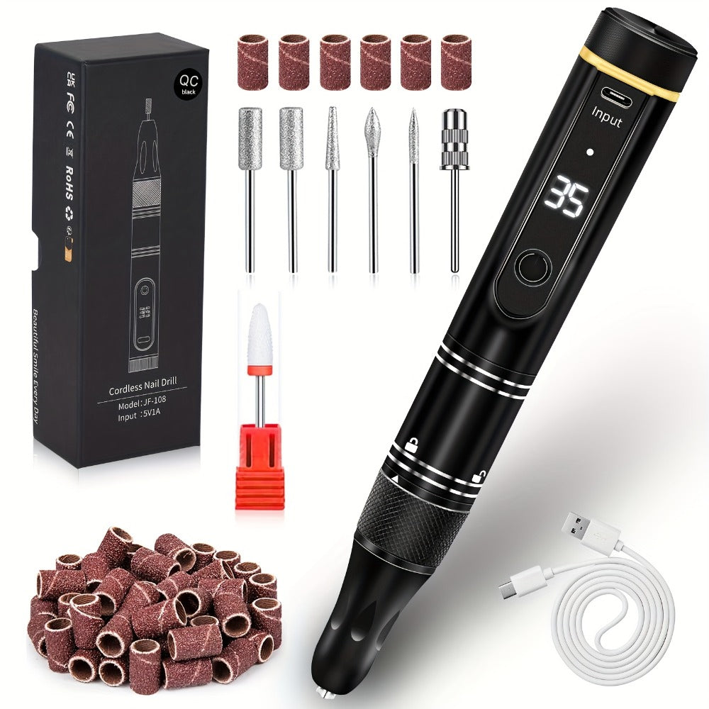 Electric Nail File with a Portable Rechargeable Design, Featuring 35000 RPM, Suitable for Gel Nails, Manicure, And Pedicure for Both Home And Salon Use