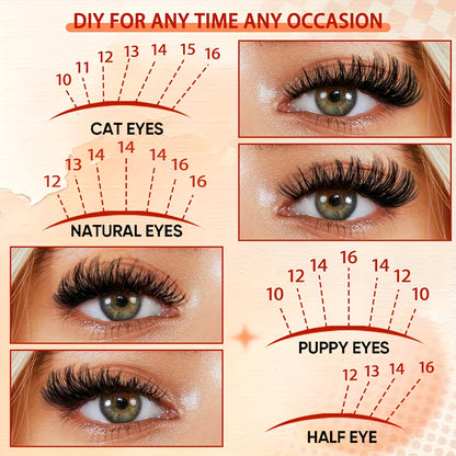 100D Cluster Lash Extensions DIY Kit Volumised Single Cluster Lashes Soft Reusable Individual Lash Extension Set for Full Thick Dramatic Lash Look Thick Style