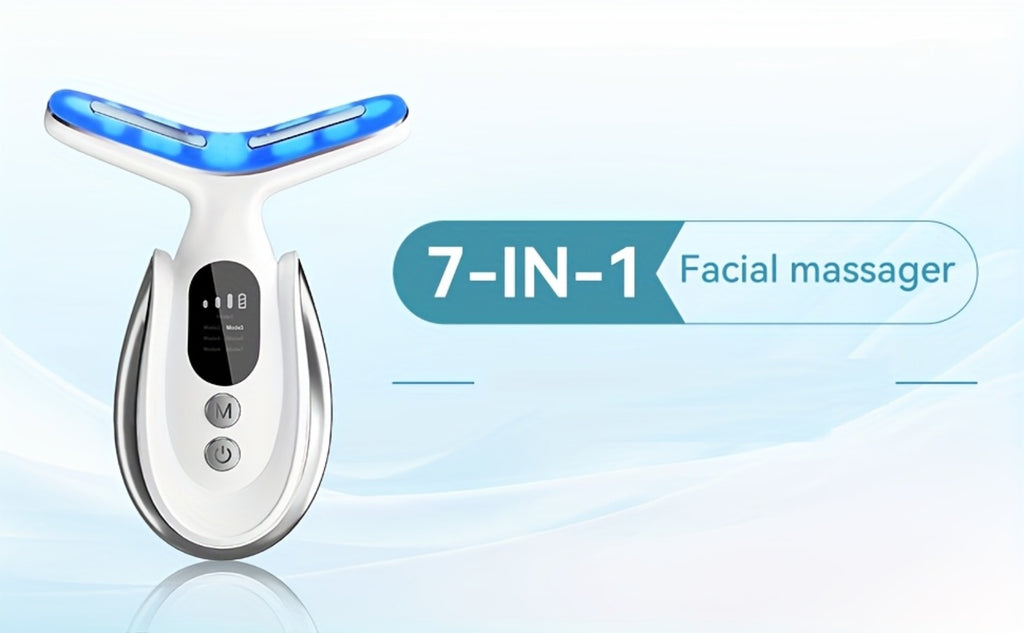 7-In-1 Multifunctional Neck And Facial Massager with LED Lights - Rechargeable, USB Charging, Lithium Battery Gift for Mom on Mother'S Day