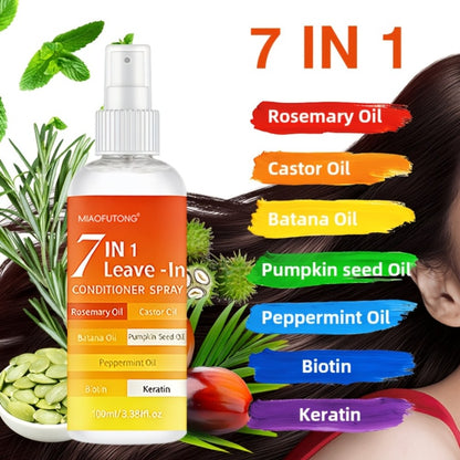 Hair Care Spray 7-in-1 Multi-Effect Leave-In Treatment - Anti Frizz Shine Boost Moisturizing Heat Protection Floral Scent Lightweight Essence Spray for Dry Damaged All Hair Types 100ml