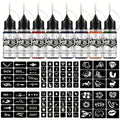 8 Bottles For. Ink Tattoo Ink Set, Mixed Color System, Hollow Template Stencils, Semi-Permanent Body Art, Waterproof, Long-Lasting, Creative Design for Parties, Holidays, Special Occasions