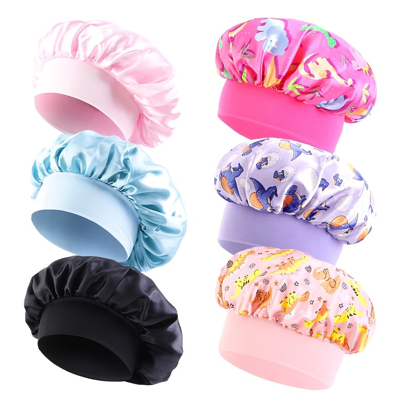 Shower Caps 6 Pack Unicorn Colorful - Adjustable Reusable Printed Shower Cap with Elastic Band for Women, Spa, Salon, Bath & Travel | Waterproof Hair Cap Set