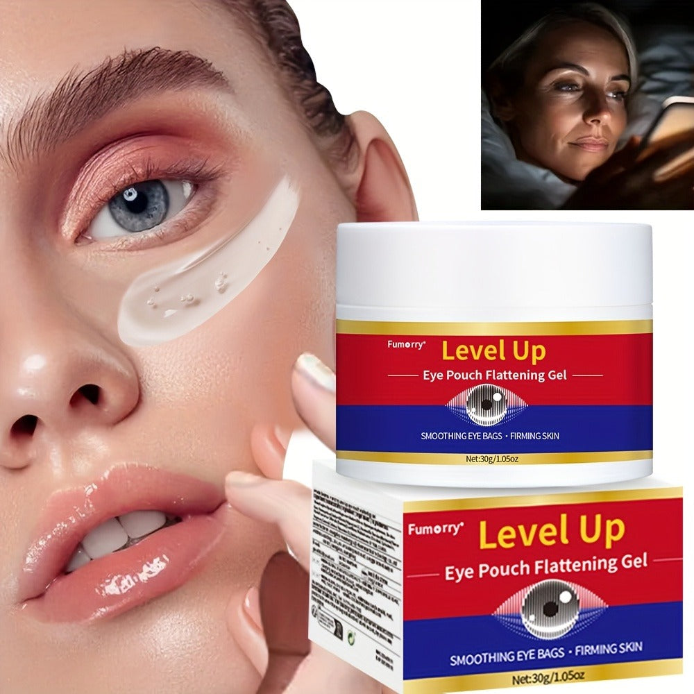 Fumorry Level Up Eye Pouch Firming Gel 30g/1. 05oz - Caffeine & Sucrose Enriched, Smoothing & Moisturizing Eye for All Light Beige Types, Hypoallergenic to & Youthful Eye Appearance, Sleek Container, Smooth Texture
