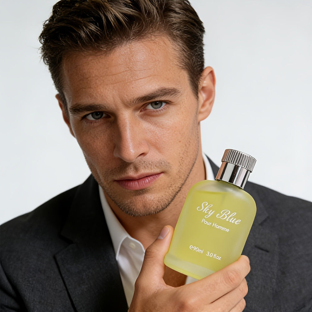 Men's Cologne Eau de Parfum Sky Blue - Bergamot Rosemary & Oak Moss Long Lasting Fresh Masculine Fragrance, No Propylene Glycol, Everyday Scent & Gift for Him