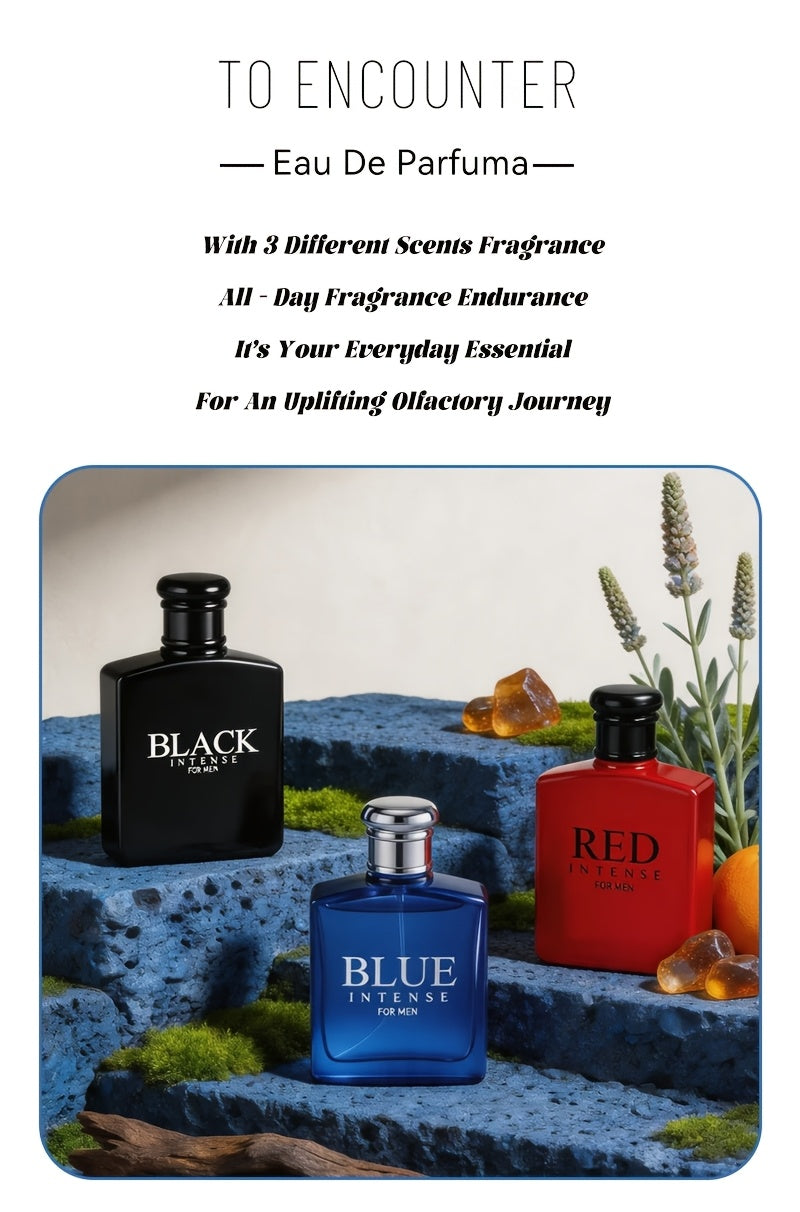 [Men's EDT Gift Set] 3-Piece Men's EDT Gift Set - Absinthe, Lemon & Sage | 1.0 Or 3.4oz Each Bottle | Medium-Intensity Long-Lasting Cologne for Daily, Dating & Holidays