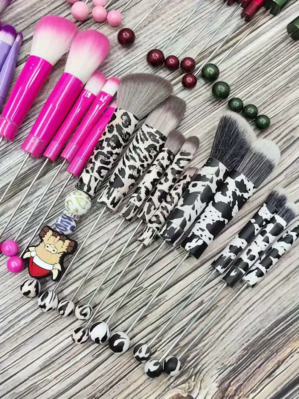 15pcs Metal Handle Beadable MakeupBrush Set, BeautyTools, IncludesPowder Blusher Brush, Slant Head Eye, Weddings, Anniversary, Birthday Girl Best Friend Teacher'S Day, Halloween, Christmas Gifts, Party Supply