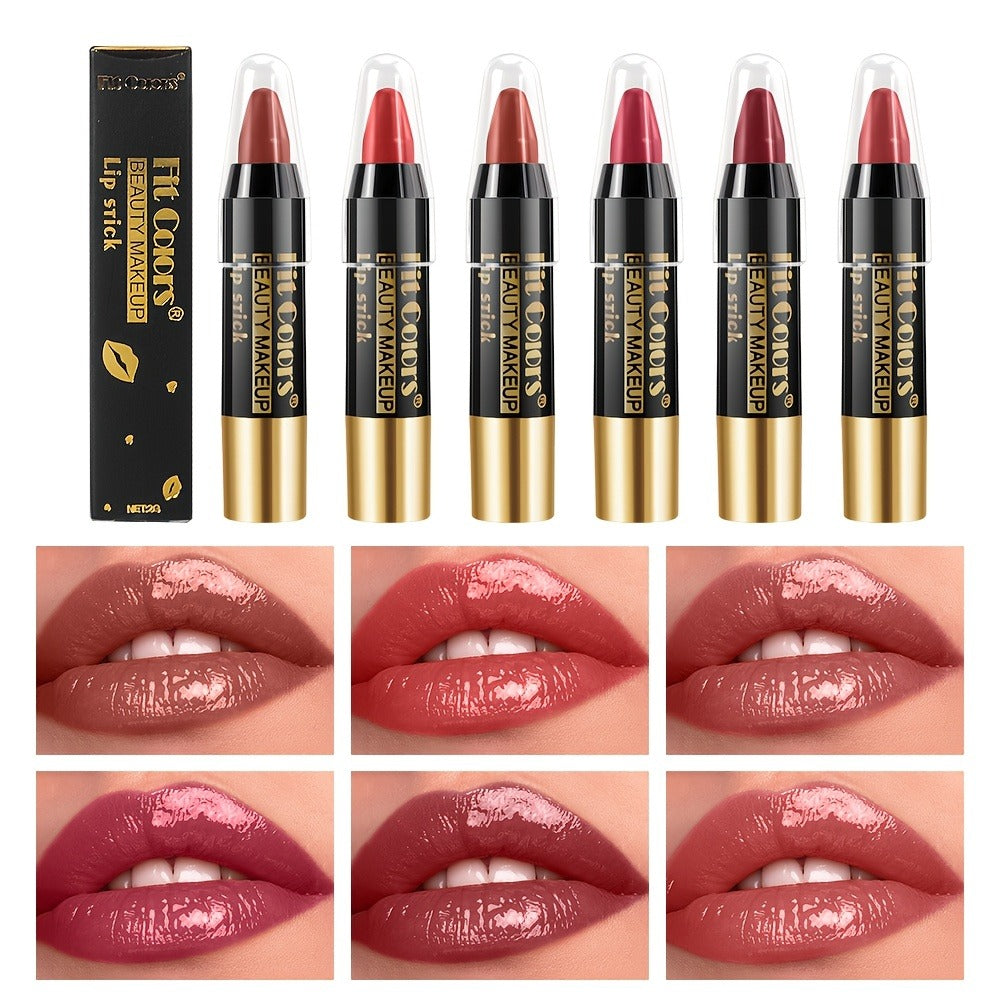 6pcs, Crayon Lipstick, Matte Lipstick, Easy Coloring Lipliner, Durable Easy Coloring Moisturizing Lipstick