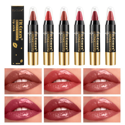 Crayon Lipstick Set 6 Pcs – Matte & Glossy Lip Liner Pencil with Squalane, Easy Color Moisturizing Long Lasting Lip Stick for All Skin Types, Volumizing Lip Color