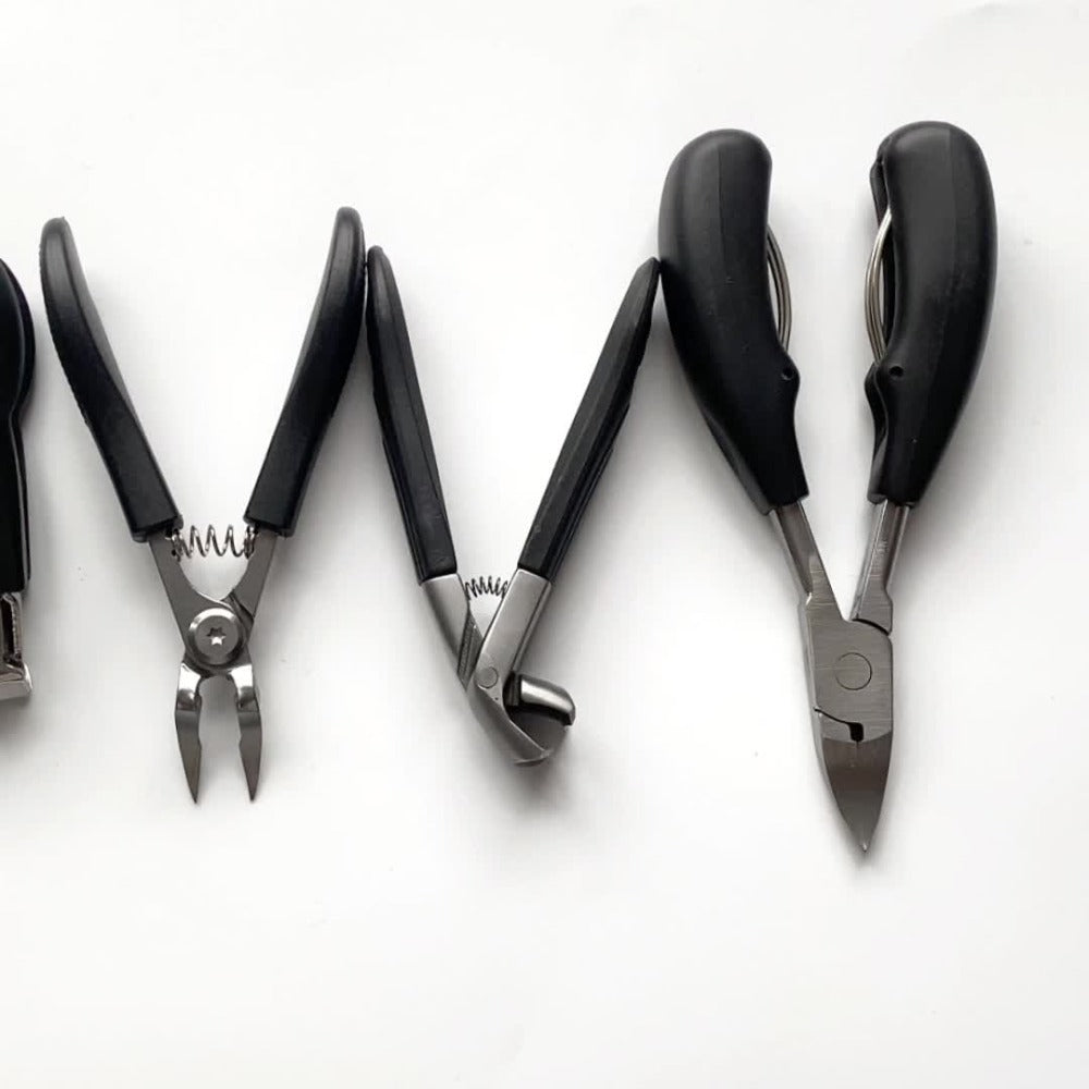 [Nail Care Set] 7pcs Nail Care Set, Suitable For Ingrown Toenails And Thick Toenails - Equipped With Nail File, Cuticle Nipper And Dead Skin Tool - Toenail Clippers With Angled Head & Curved Blades - Classic Black Handle For Men, Women & Elderly, Personal