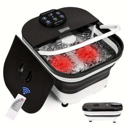 Foldable Foot Spa Bath with 20 Massage Rollers – Touchscreen Temperature Display, Remote Control & Shower Sprayer | Space-Saving Electric Foot Soak Tub for Home Relaxation, Heartfelt Gift for Women