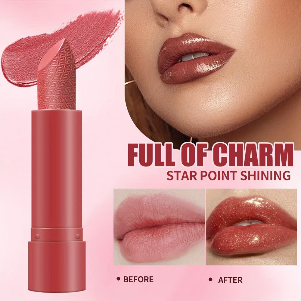 Shimmer Lipstick Set 6PCS in Gift Box - Glossy Shimmering Water-Resistant Long-Lasting Lip Color Assorted Shades for All Skin Tones Buildable Pigment Lipstick Collection for Women
