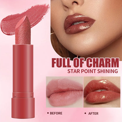 Shimmer Lipstick Set 6PCS in Gift Box - Glossy Shimmering Water-Resistant Long-Lasting Lip Color Assorted Shades for All Skin Tones Buildable Pigment Lipstick Collection for Women