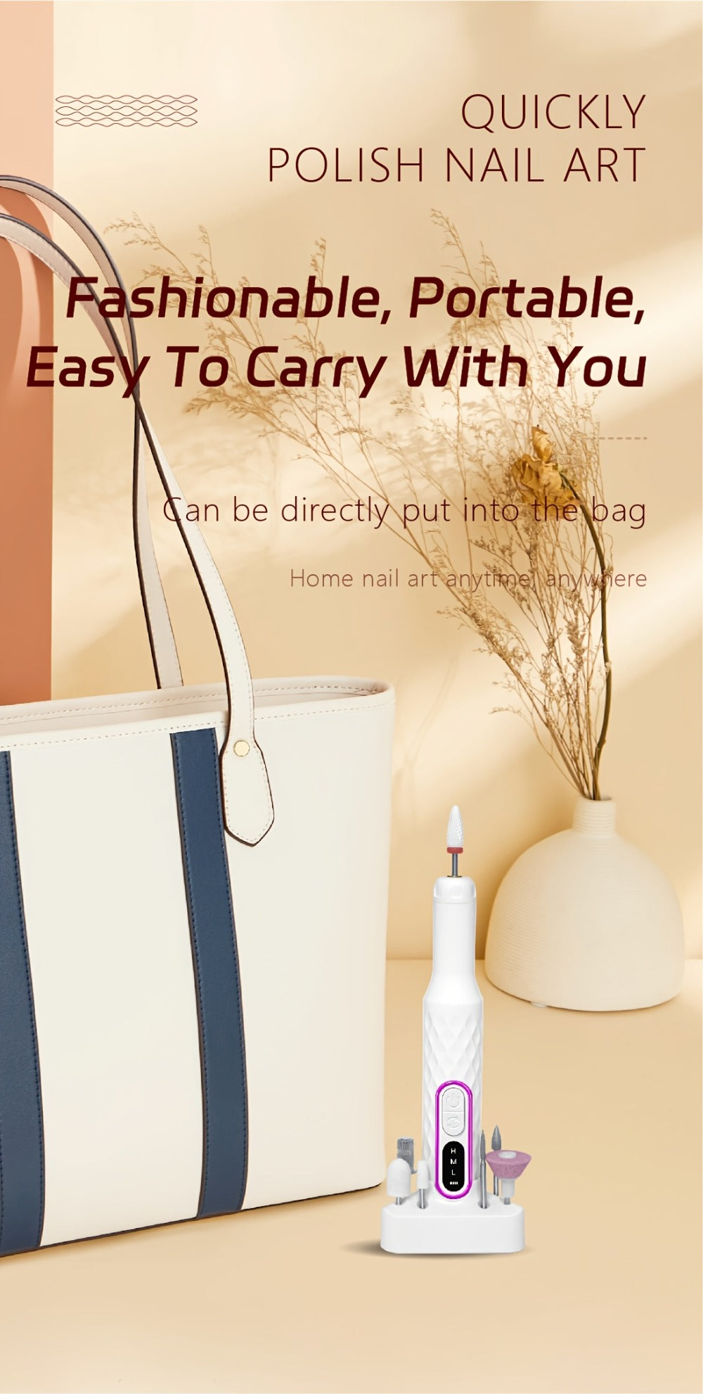 Electric Nail Drill with Portable File And Accessory Bits for Manicure And Nail Care, Featuring Adjustable Speed.