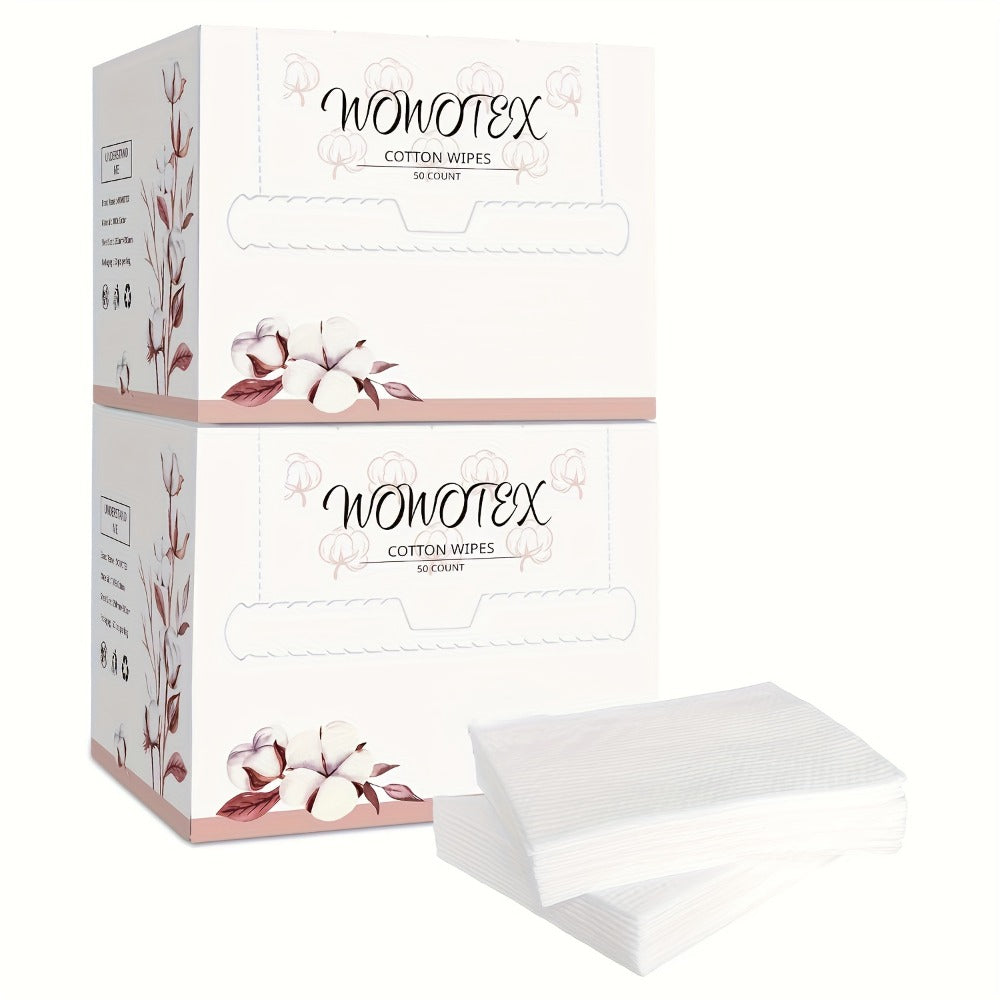 100% Cotton Disposable Face Towel Face Towel For Drying Face 50 Count/Box Extra Thick Soft One Time Use Face Towels 10"×12" Large Clean Towels For Sensitive Skin, Baby Care