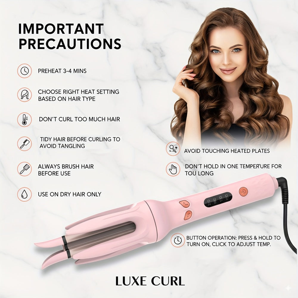 GENAI Automatic Rotating Curling Wand with Ceramic Barrel - Smart Anti-Tangle Hair Curler, Adjustable Temp 150-210°C, Fast Curling Iron Suitable for Home, Travel, Salon - Gift-Ready Hair Styling