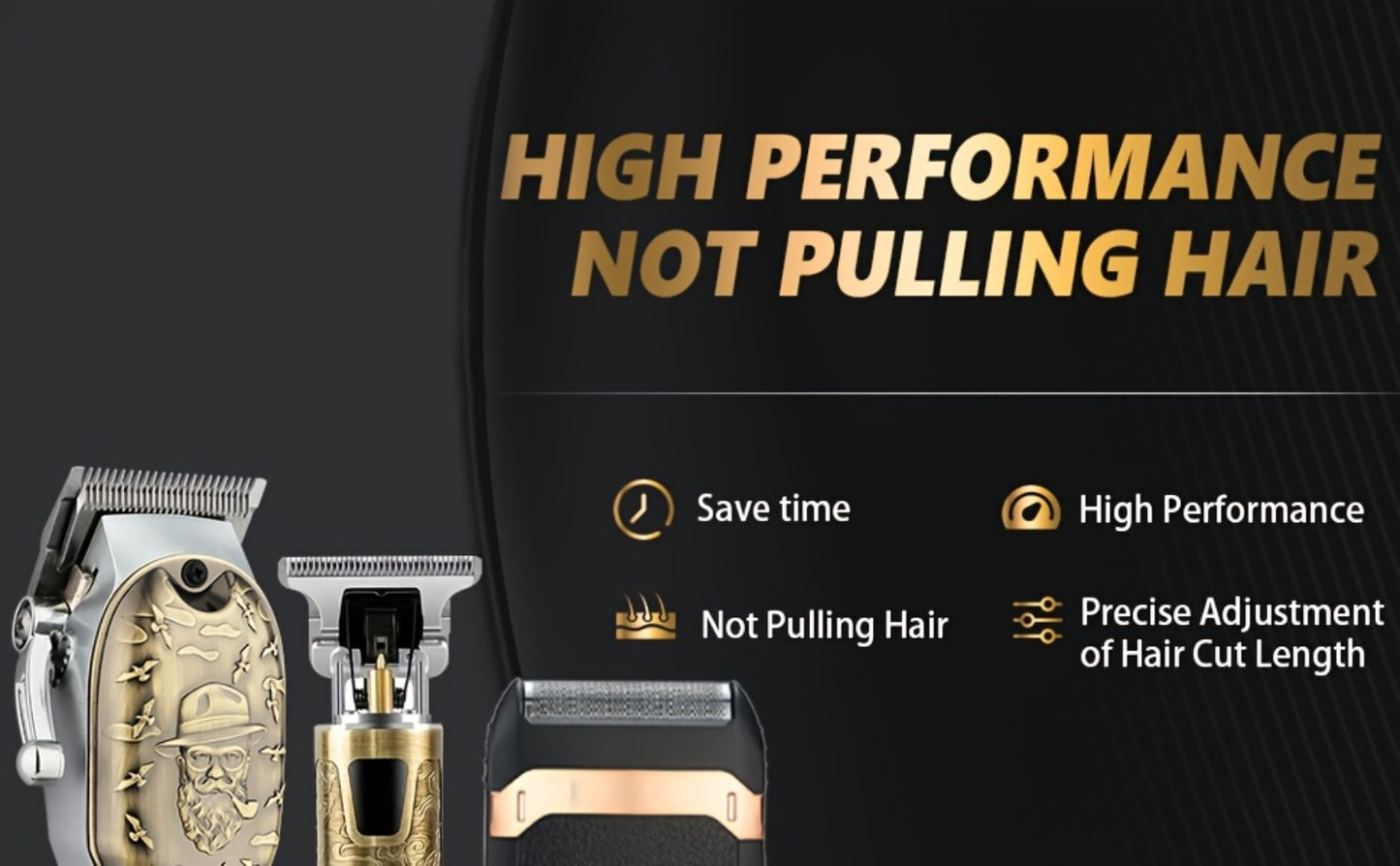 Electric Hair Clipper Set for Men LQT USB Charging 2000mAh with Engraving Scissors Metal Digital Display - 2 or 3 Piece Barber Kit for Home & Salon Bronze Gift