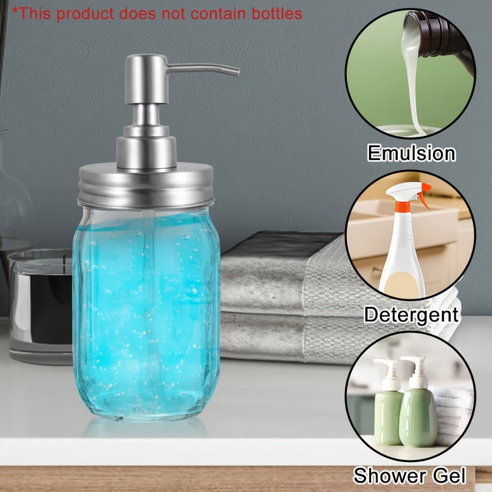 Mason Jar Soap Dispenser Lid with Pump Stainless Steel Mason Jar Pump Lid Lotion Soap Dispenser Lids with 3.9 Inch Tube And Gasket Leakproof Soap Dispenser Pump Replacement for Home Kitchen Bathroom Soap Dispenser Pump Head Liquid Soap Dispenser Pum