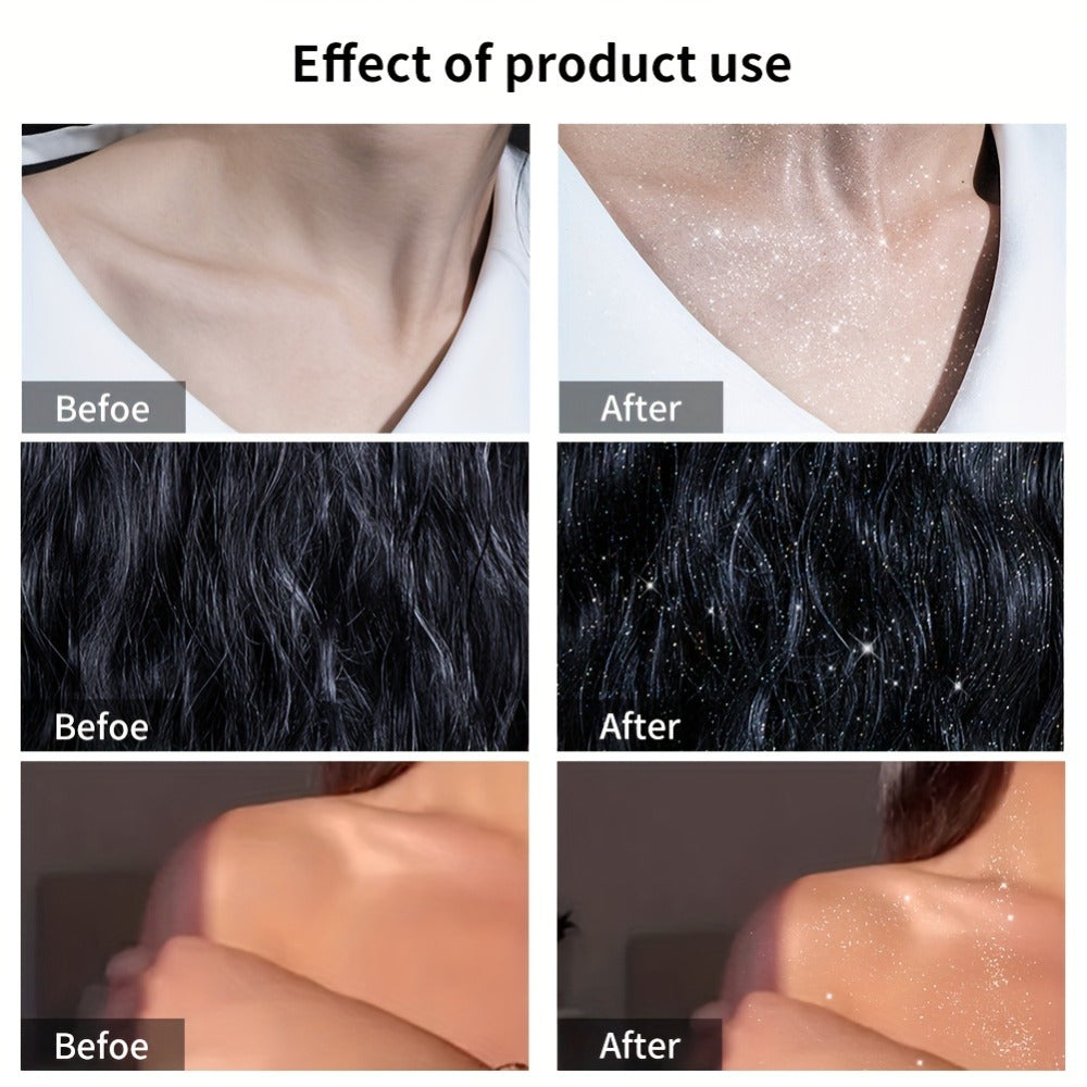YTRUNS 3.38oz Sparkle Glitter Spray | Star-Shaped Shimmer for Body, Hair & Clothes | Hydrating Formula for Daily & Festive Use