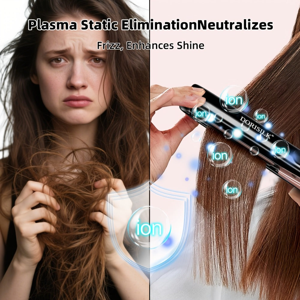 Professional Hair Straightener Flat Iron 500°F — Plasma Ionic Ceramic Plates, LCD Display, 60-Min Auto Off, Frizz Control for All Hair Types